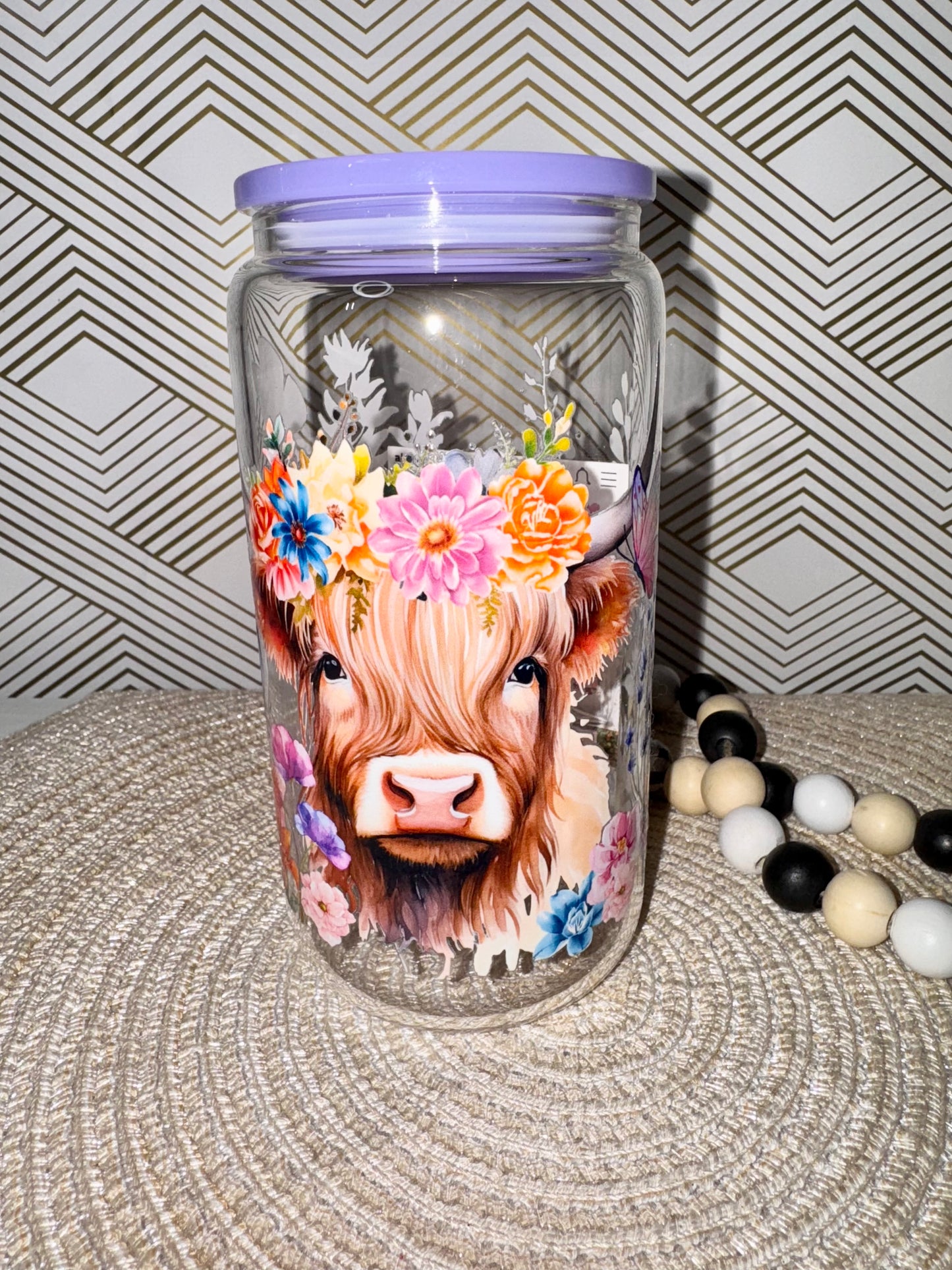 Highland Cow Glass Cup
