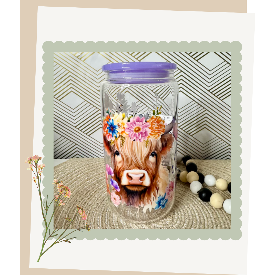 Highland Cow Glass Cup