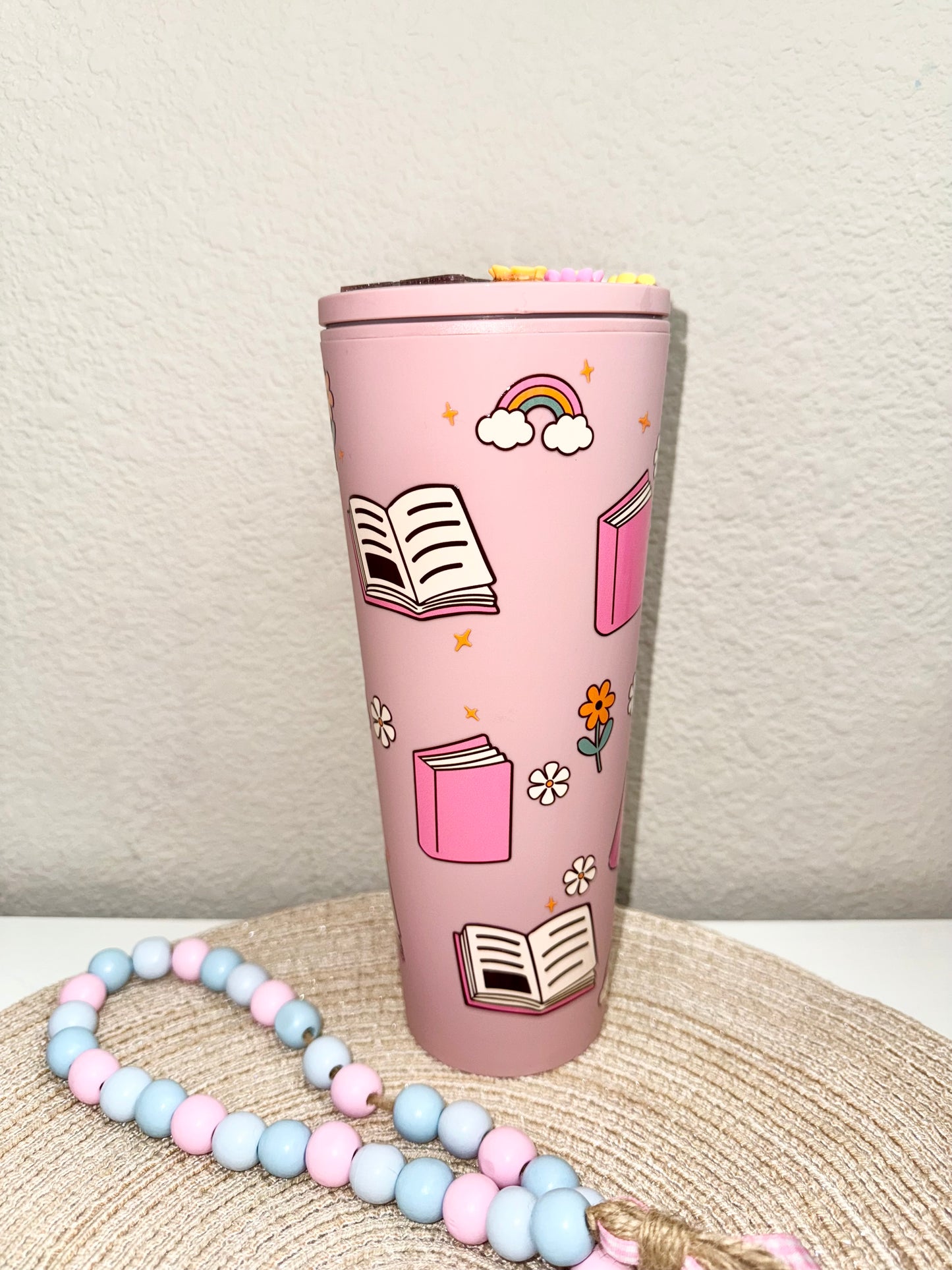 Pink Books 24oz Tumbler with Charm Lid