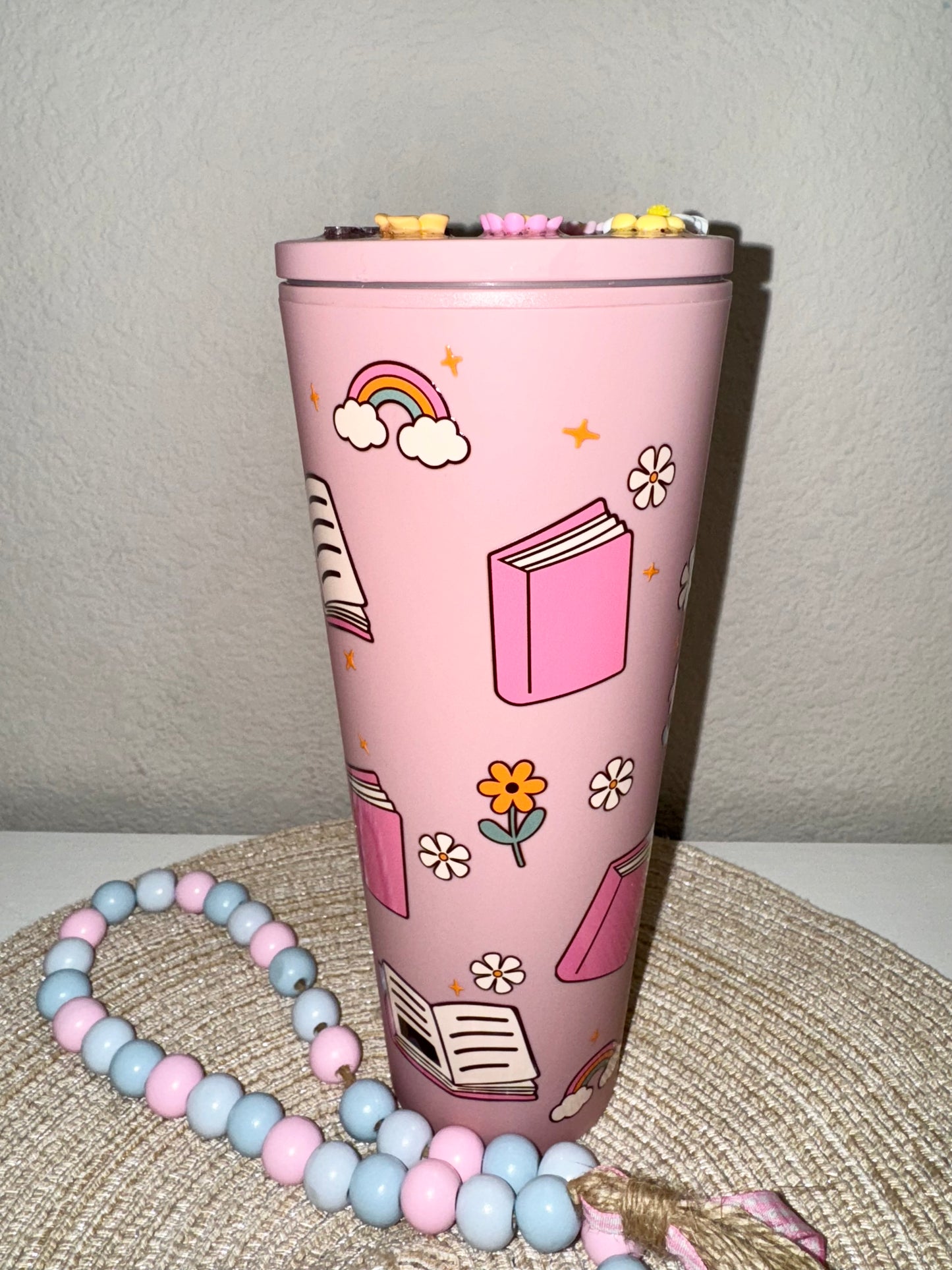 Pink Books 24oz Tumbler with Charm Lid