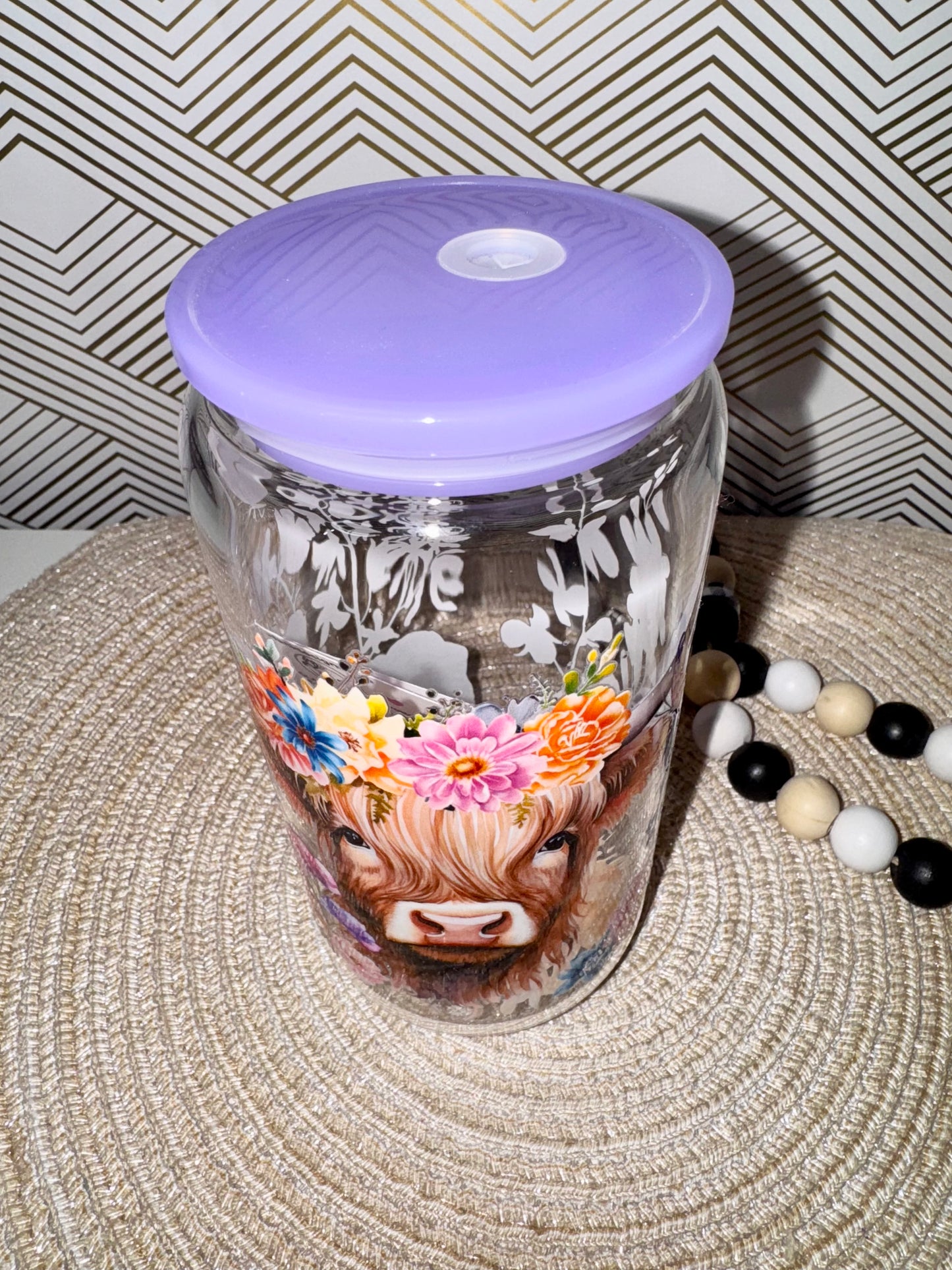 Highland Cow Glass Cup