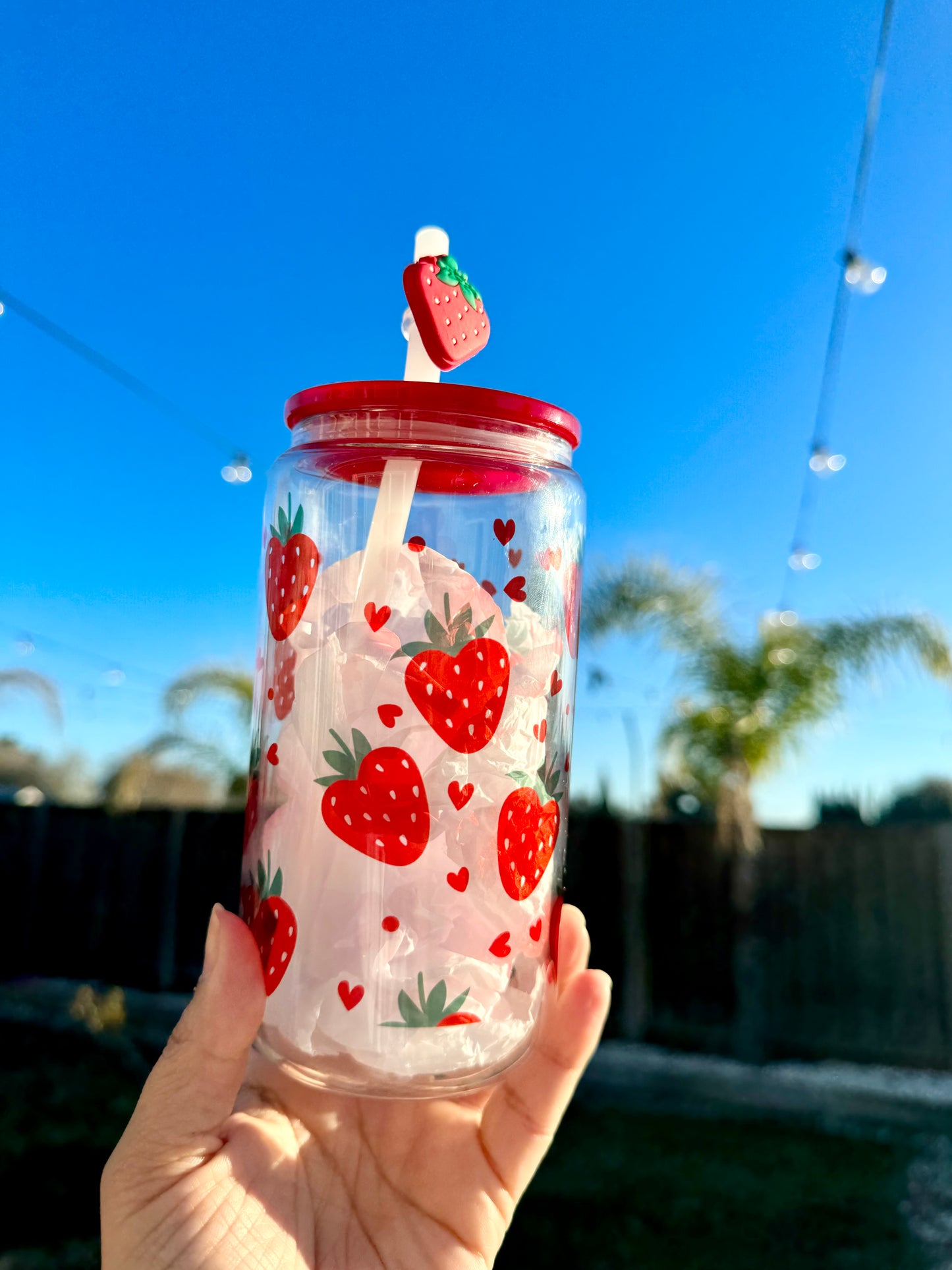 Strawberry Hearts - 16oz Glass Can