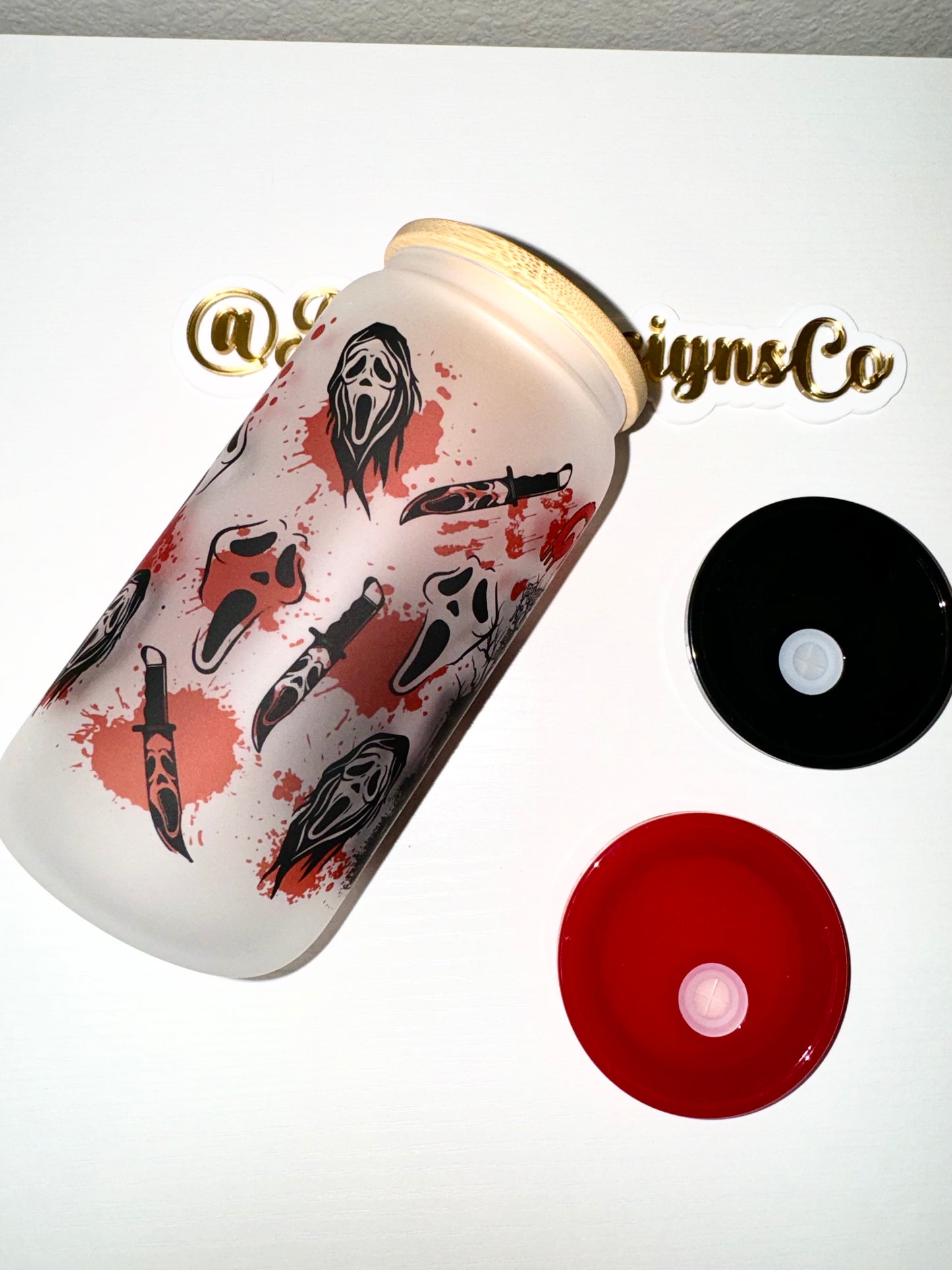 Ghostface Halloween Horror Glass Cup