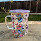 Butterfly Glass Mug 17oz with Bling Glitter Lid