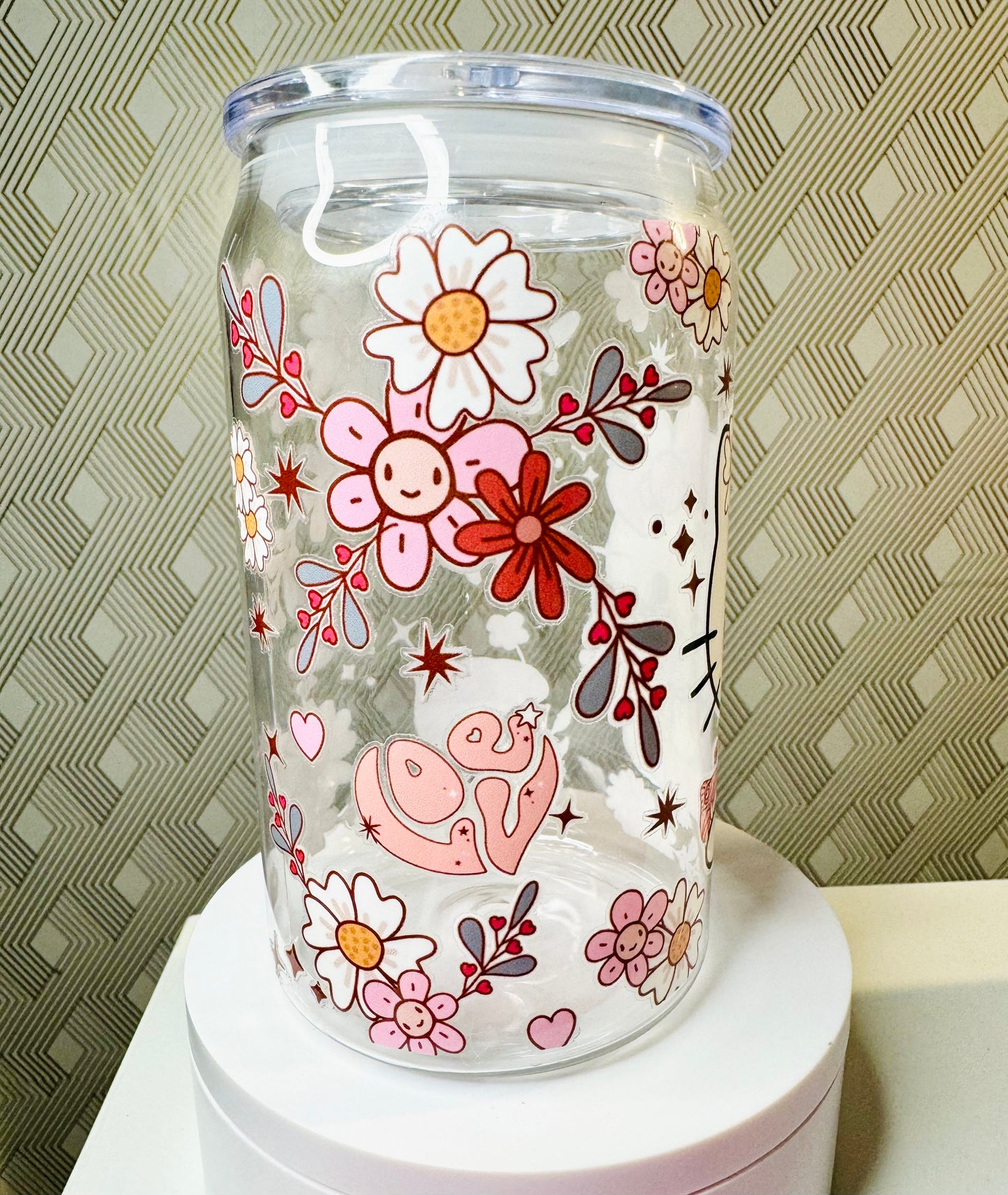 H Kitty Floral Acrylic Cup