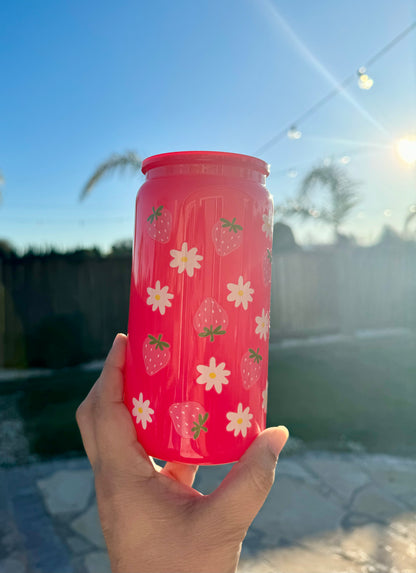 Kitty and Strawberry Red Glass Cup