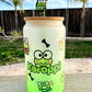 Keroppi Frosted Green Glass