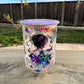 Butterfly Glass Mug 17oz with Bling Glitter Lid