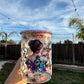 Butterfly Glass Mug 17oz with Bling Glitter Lid