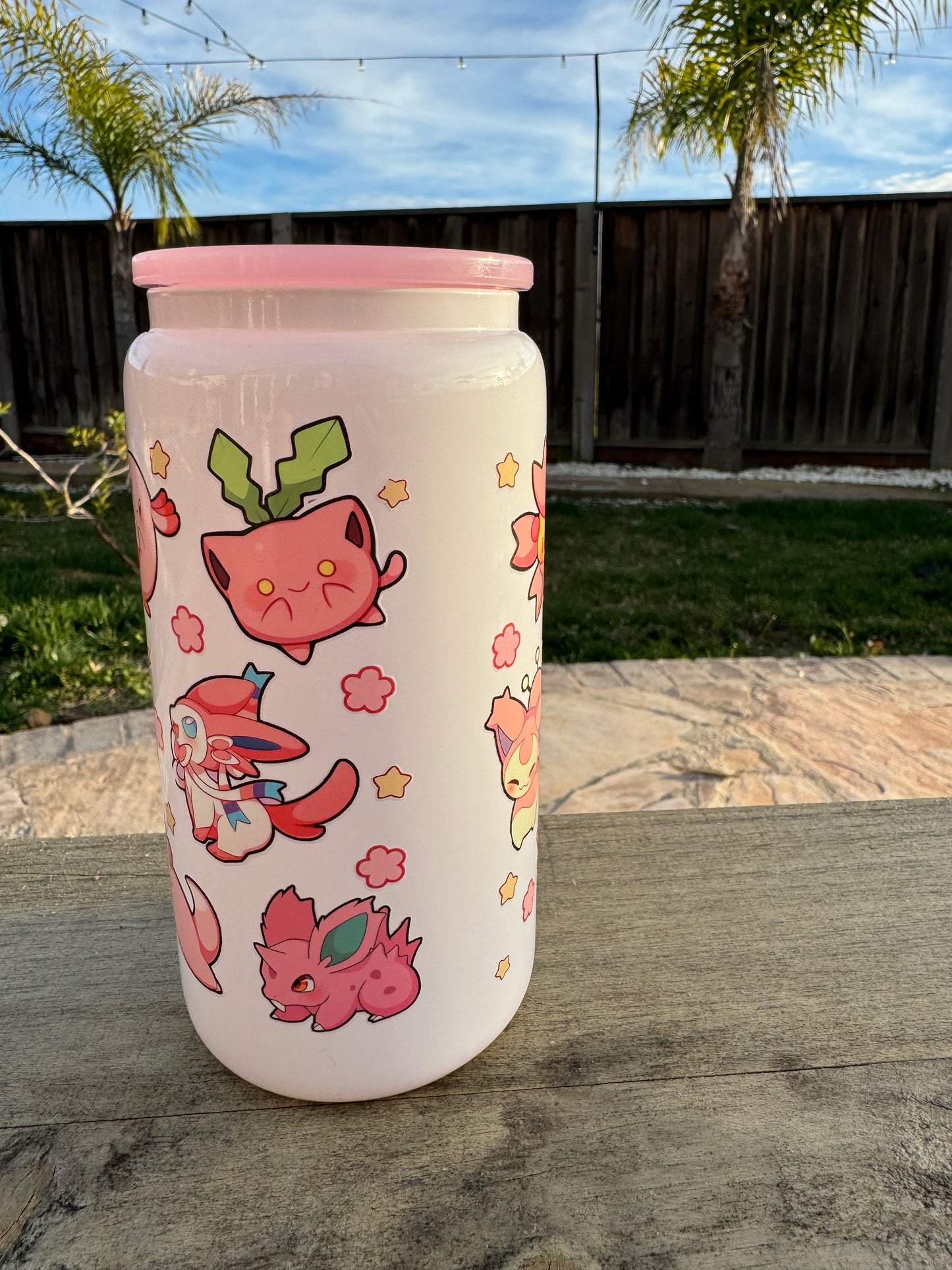 Pink Pokè Friends Glass Can