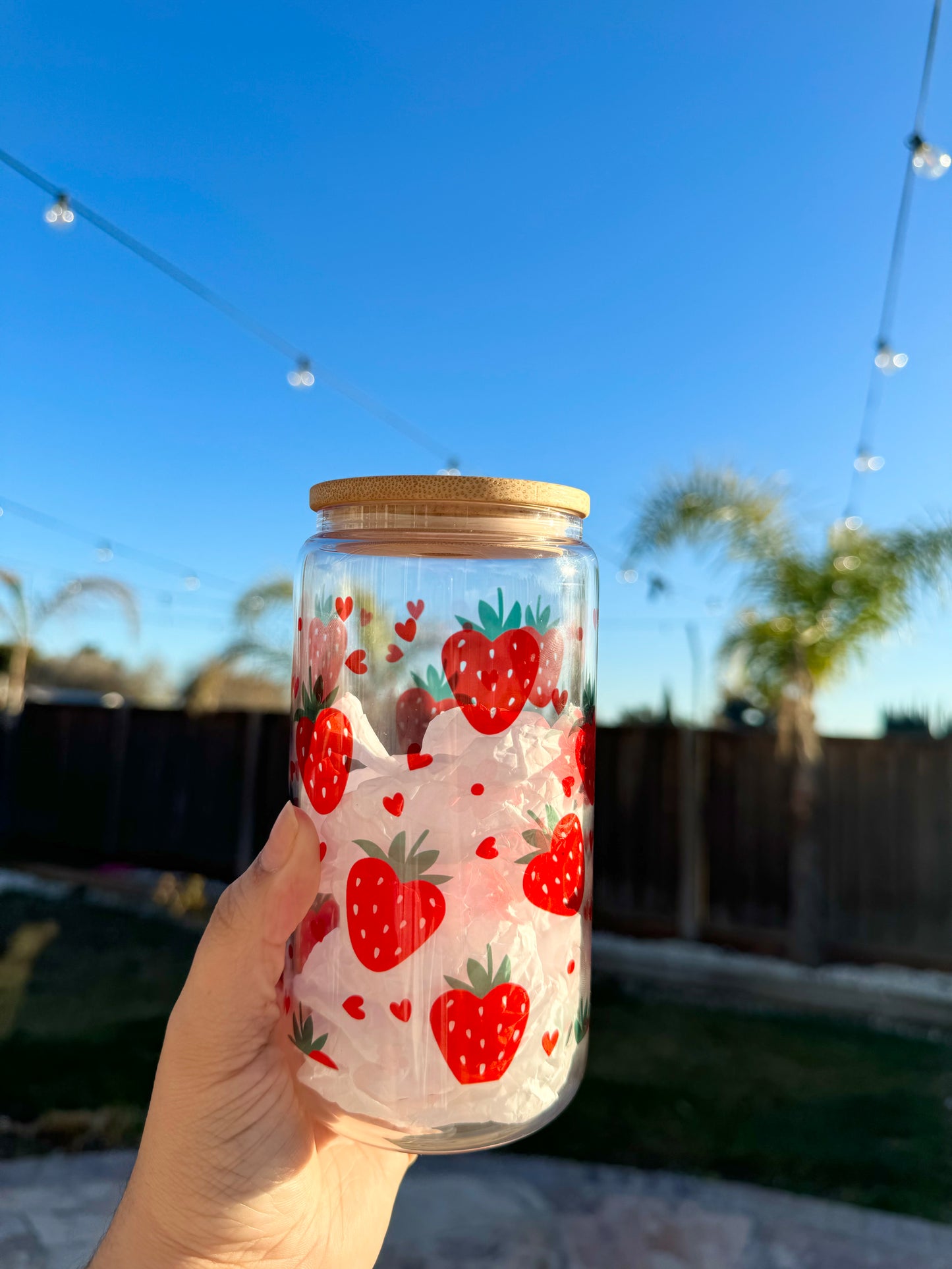 Strawberry Hearts - 16oz Glass Can