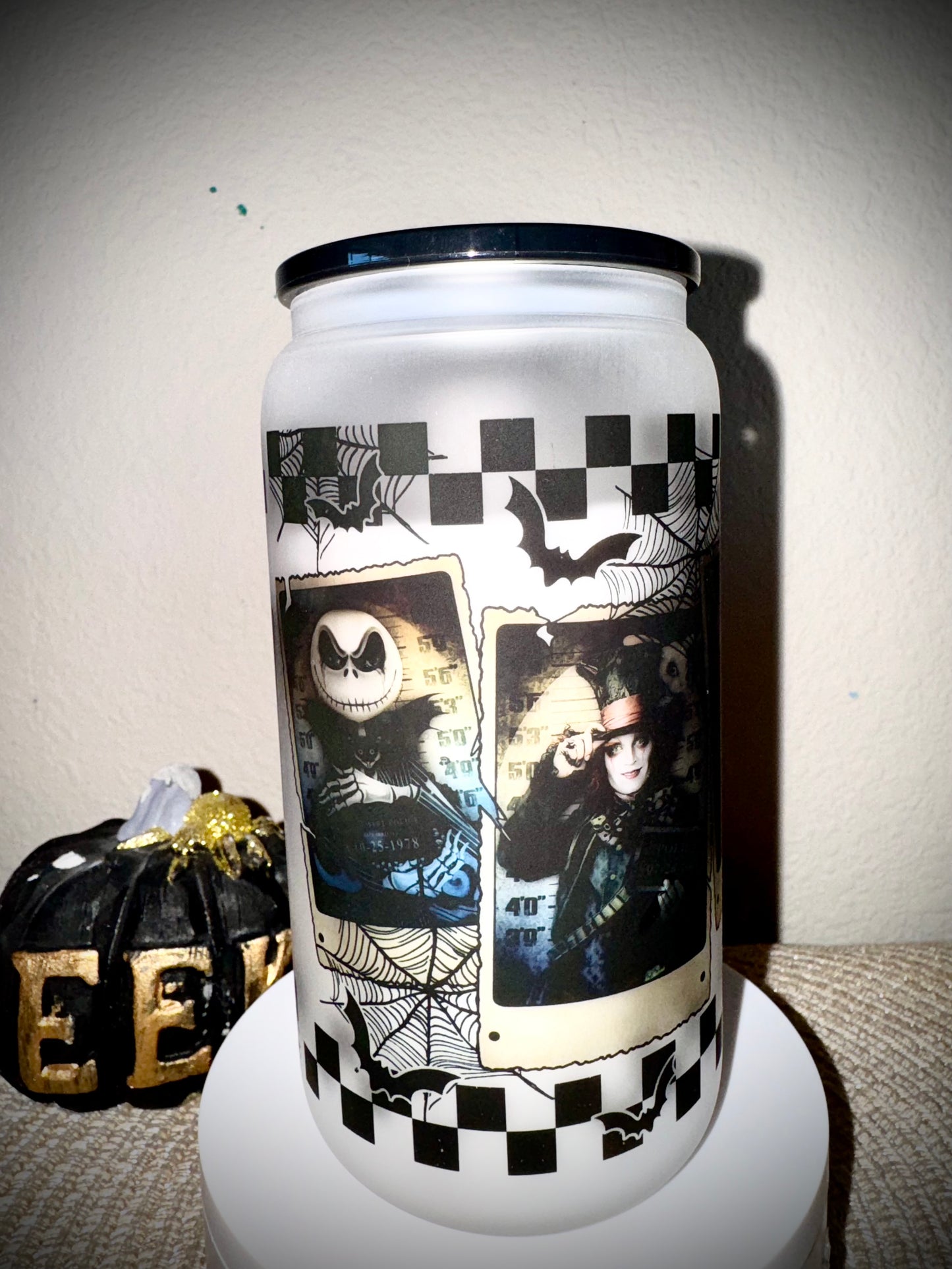 Horror Portraits Halloween Glass Cup