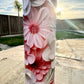 Pink and White Floral Tumbler - Color Lid Included