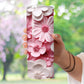 Pink and White Floral Tumbler - Color Lid Included